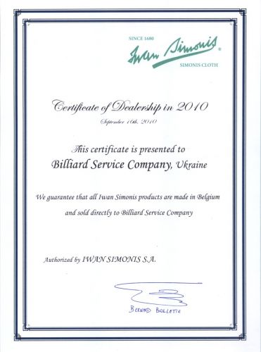 сертификат Iwan Simonis